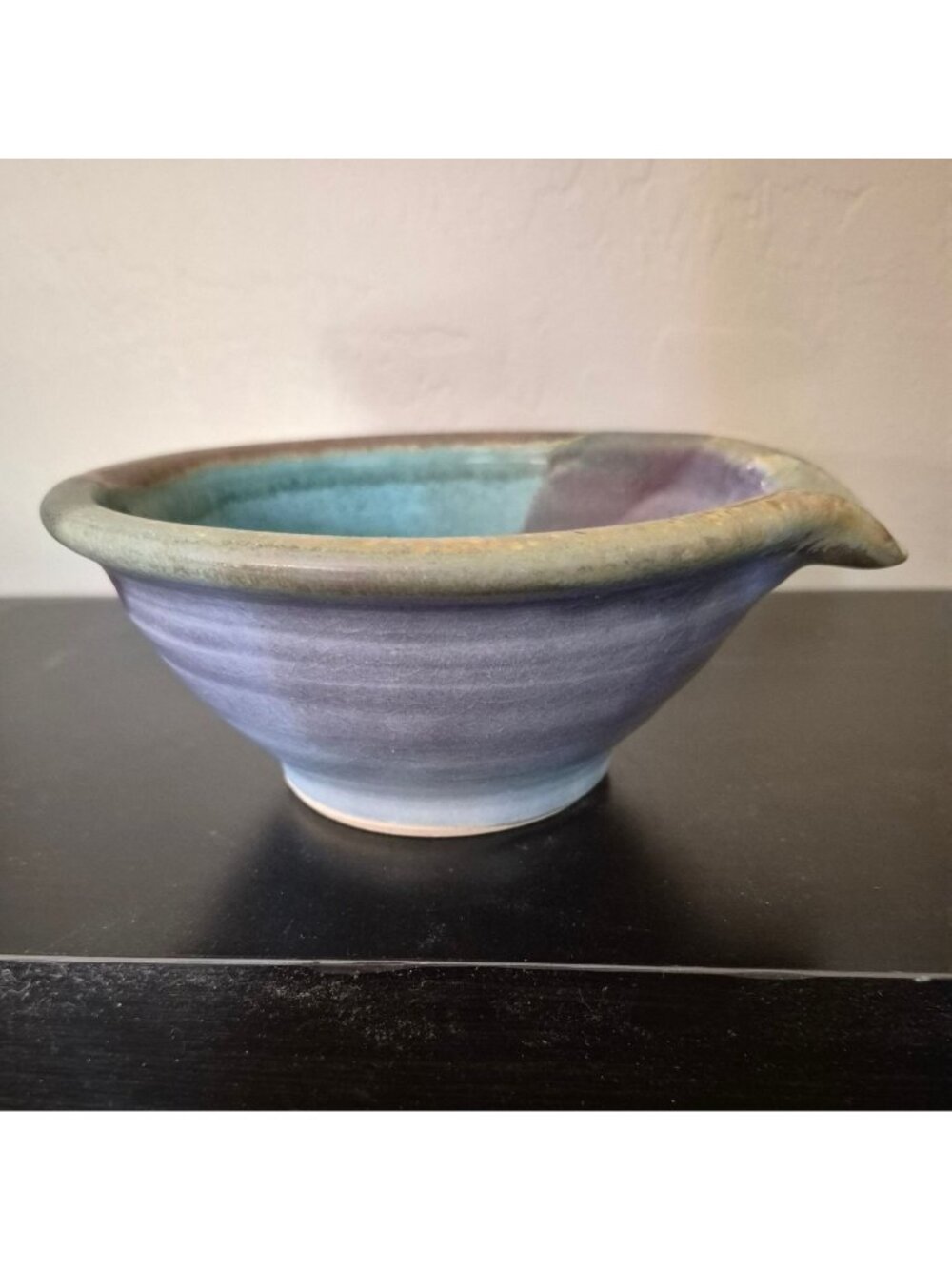 Gary Timinsky Handmade Ceramic Mixing Bowl Spout - Multicolor Glaze Mark GT